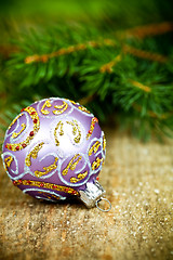 Image showing christmas decoration and fir tree