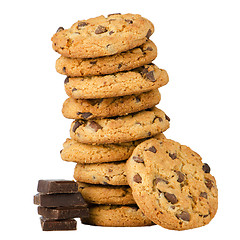 Image showing Chocolate chip cookies with chocolate parts