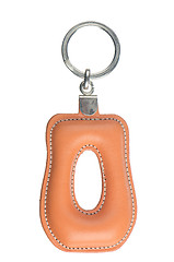 Image showing Leather keychain with letter O