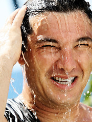 Image showing Man in a shower