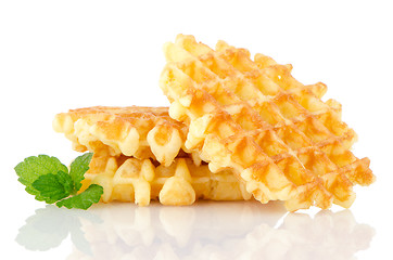 Image showing Pile of sweet waffles