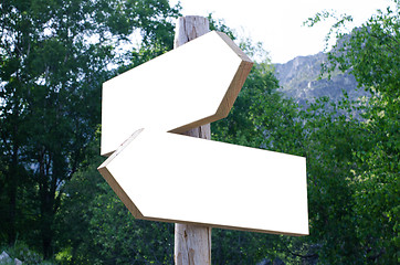 Image showing Two blank wooden sign