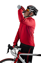 Image showing Cyclist drinking water