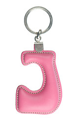 Image showing Leather keychain with letter J