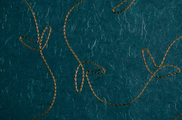 Image showing Stitched green recycled paper