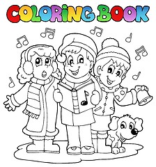 Image showing Coloring book carol singing theme 1