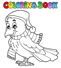 Image showing Coloring book cartoon raven