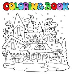 Image showing Coloring book winter town image 1