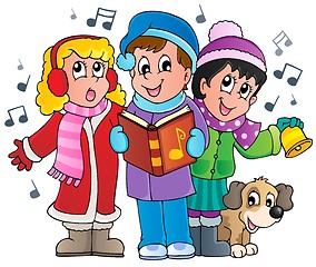 Image showing Christmas carol singers theme 1