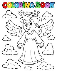 Image showing Coloring book image with angel 1