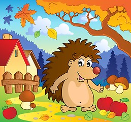 Image showing Autumn scene with hedgehog 1