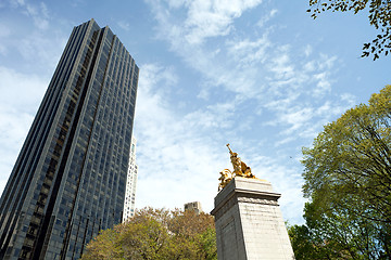 Image showing Central Park Gold Statue