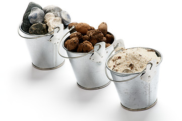Image showing Buckets with Gravel, Sand and Stones