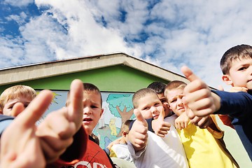 Image showing preschool  kids outdoor have fun