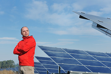 Image showing Male solar panel engineer at work place