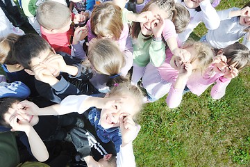 Image showing preschool  kids outdoor have fun