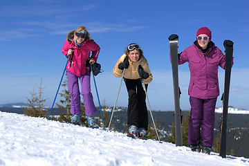 Image showing winter season fun with group of girls