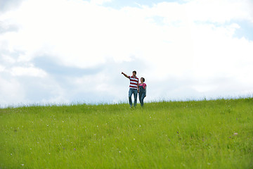 Image showing romantic young couple in love together outdoor