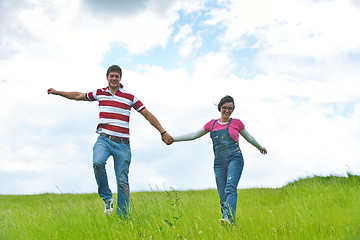 Image showing romantic young couple in love together outdoor