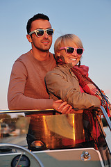 Image showing couple in love  have romantic time on boat