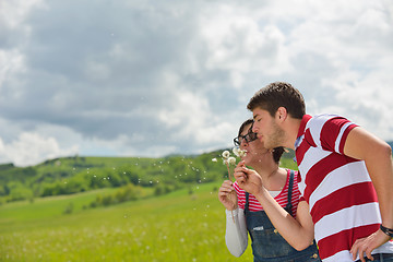 Image showing romantic young couple in love together outdoor