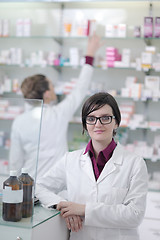 Image showing team of pharmacist chemist woman  in pharmacy drugstore