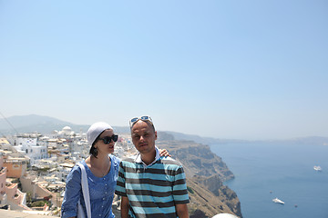 Image showing happy young couple tourists in greece