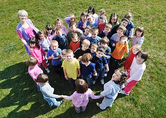 Image showing preschool  kids outdoor have fun