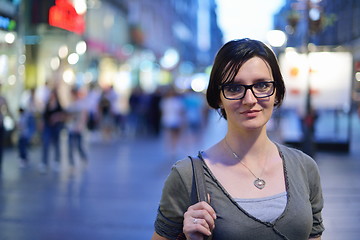 Image showing woman portrait at night in city