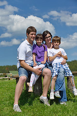 Image showing happy young family have fun outdoors