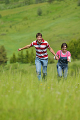 Image showing romantic young couple in love together outdoor