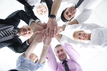 Image showing business people group joining hands