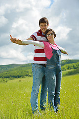 Image showing romantic young couple in love together outdoor