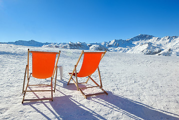 Image showing wooden chair on top of mountaint