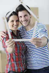 Image showing Young couple moving in new home