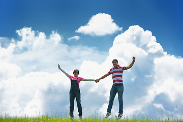 Image showing romantic young couple in love together outdoor