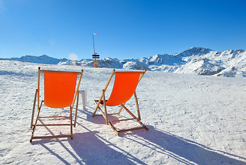 Image showing wooden chair on top of mountaint