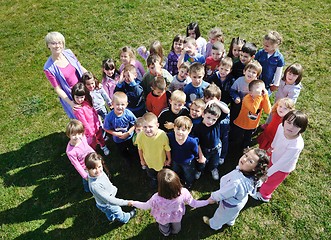 Image showing preschool  kids outdoor have fun