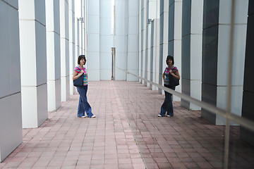 Image showing beautiful young woman in the city