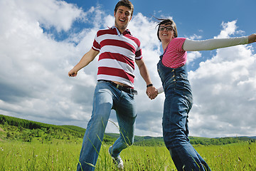 Image showing romantic young couple in love together outdoor