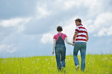 Image showing romantic young couple in love together outdoor