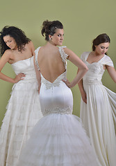 Image showing portrait of a three beautiful woman in wedding dress