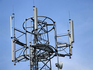 Image showing Cell tower top antennae