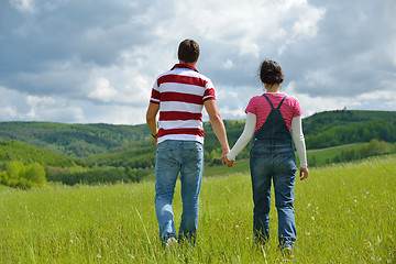 Image showing romantic young couple in love together outdoor