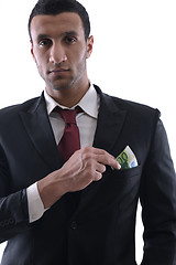 Image showing Business man holding money