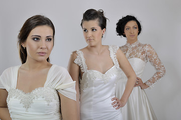 Image showing portrait of a three beautiful woman in wedding dress