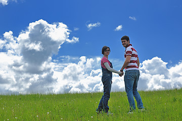 Image showing romantic young couple in love together outdoor