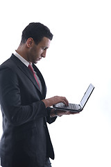 Image showing business man work on mini laptop