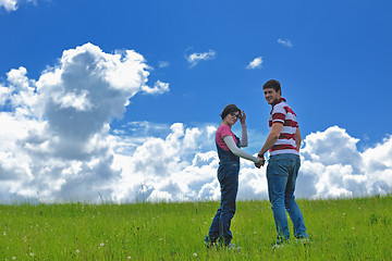 Image showing romantic young couple in love together outdoor