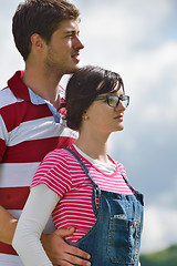 Image showing romantic young couple in love together outdoor